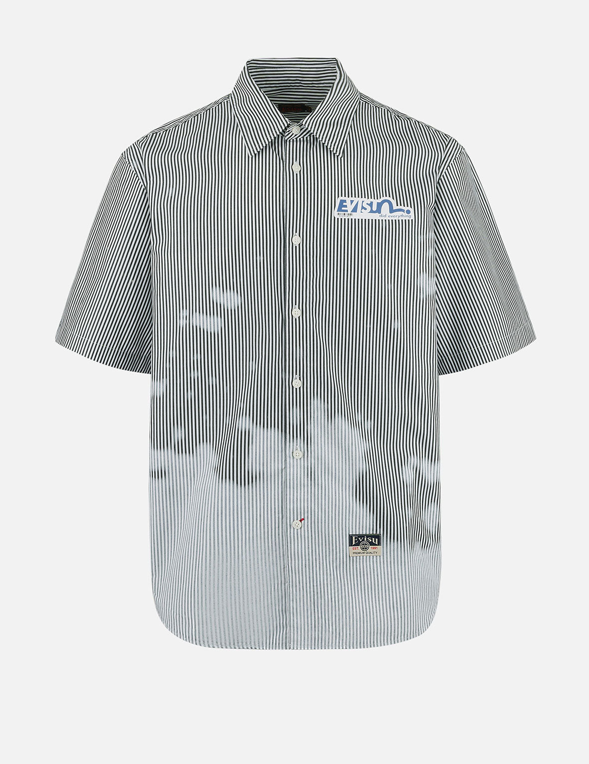 ツートーンストライプオーバーサイズ半袖シャツ